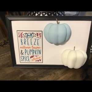 Fall pumpkin shelf sitter blue home Thanksgiving holidays